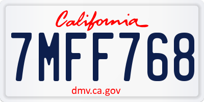 CA license plate 7MFF768