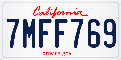 CA license plate 7MFF769