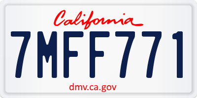 CA license plate 7MFF771