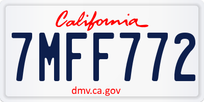 CA license plate 7MFF772