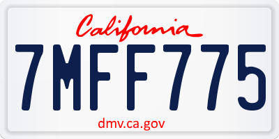 CA license plate 7MFF775
