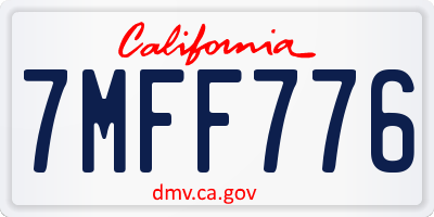 CA license plate 7MFF776
