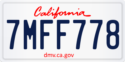 CA license plate 7MFF778
