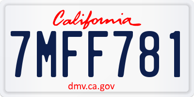 CA license plate 7MFF781