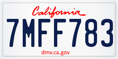 CA license plate 7MFF783