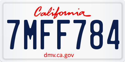 CA license plate 7MFF784