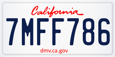 CA license plate 7MFF786