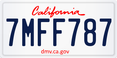 CA license plate 7MFF787
