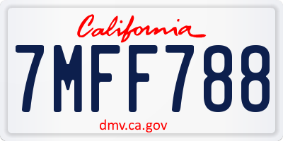 CA license plate 7MFF788