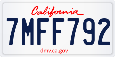 CA license plate 7MFF792