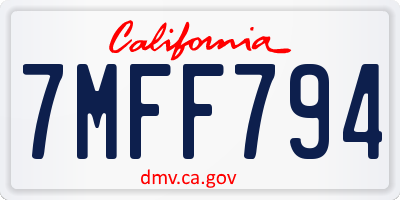 CA license plate 7MFF794