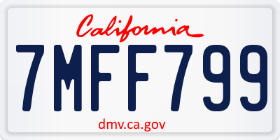 CA license plate 7MFF799
