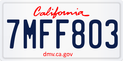 CA license plate 7MFF803