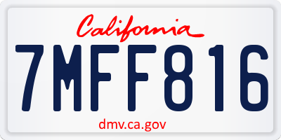 CA license plate 7MFF816