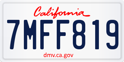 CA license plate 7MFF819