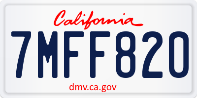 CA license plate 7MFF820
