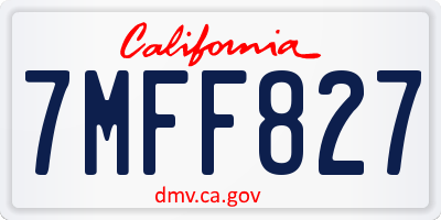 CA license plate 7MFF827