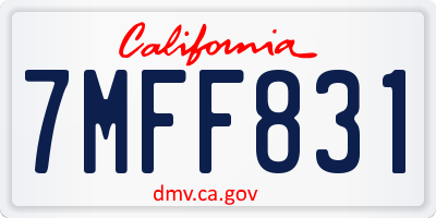 CA license plate 7MFF831