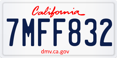 CA license plate 7MFF832