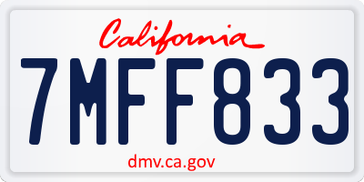 CA license plate 7MFF833
