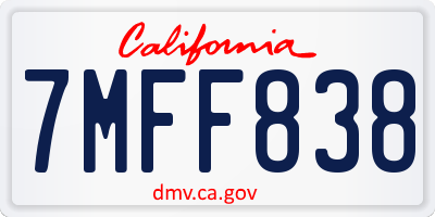 CA license plate 7MFF838