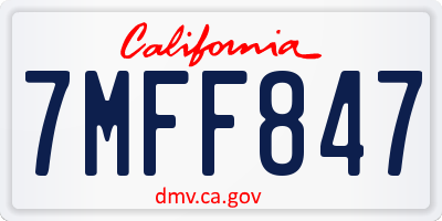 CA license plate 7MFF847