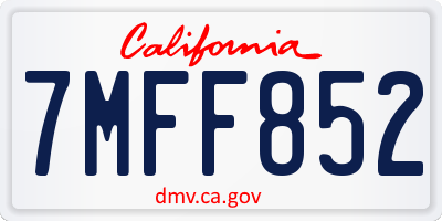 CA license plate 7MFF852