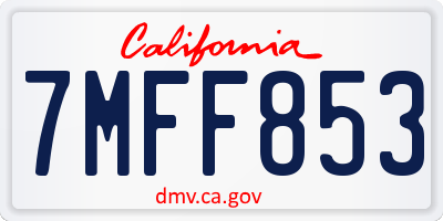 CA license plate 7MFF853