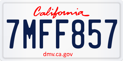 CA license plate 7MFF857