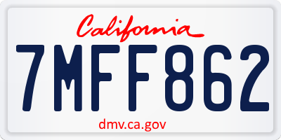 CA license plate 7MFF862