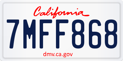 CA license plate 7MFF868