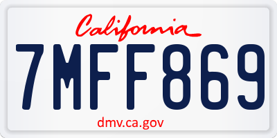 CA license plate 7MFF869
