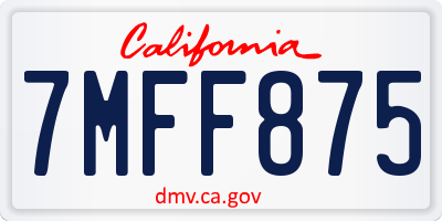 CA license plate 7MFF875