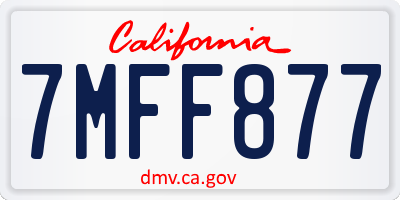 CA license plate 7MFF877