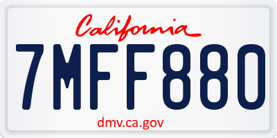 CA license plate 7MFF880