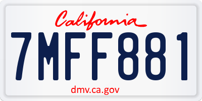CA license plate 7MFF881