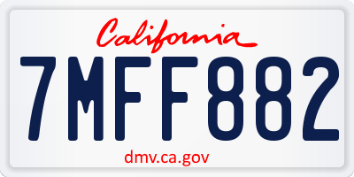 CA license plate 7MFF882