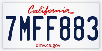 CA license plate 7MFF883
