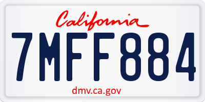 CA license plate 7MFF884