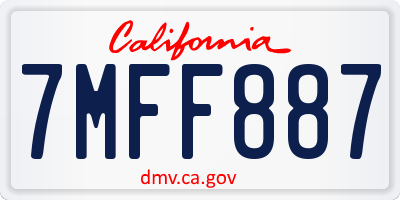 CA license plate 7MFF887