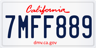 CA license plate 7MFF889