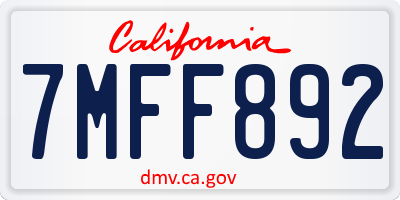 CA license plate 7MFF892