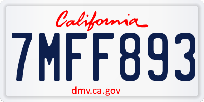 CA license plate 7MFF893