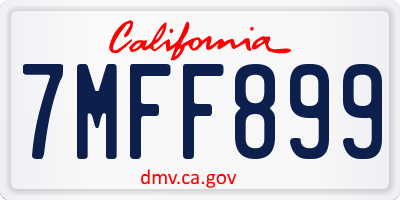 CA license plate 7MFF899