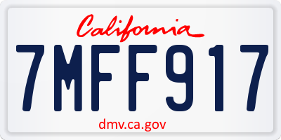 CA license plate 7MFF917