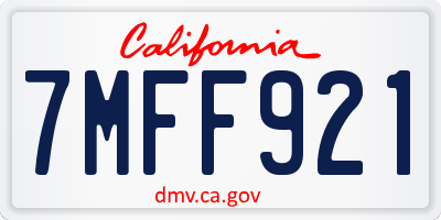 CA license plate 7MFF921