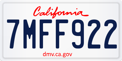 CA license plate 7MFF922