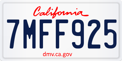CA license plate 7MFF925