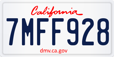CA license plate 7MFF928