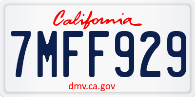 CA license plate 7MFF929